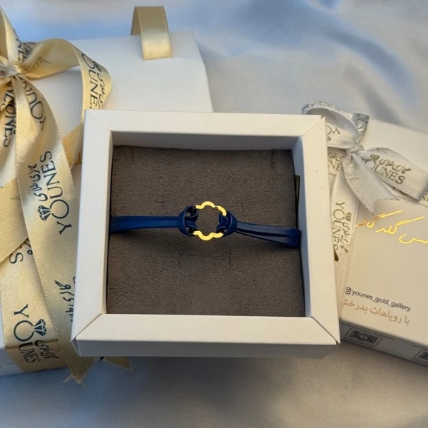 دستبند طلا چرم دولاین گل